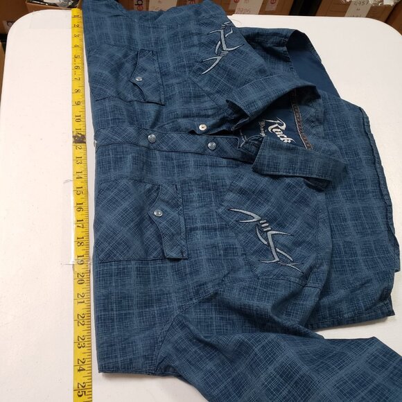 Rock 47 By Wrangler Mens Embroidered Button Up Size XL Blue Skater Tattoo Edgy - Picture 6 of 9